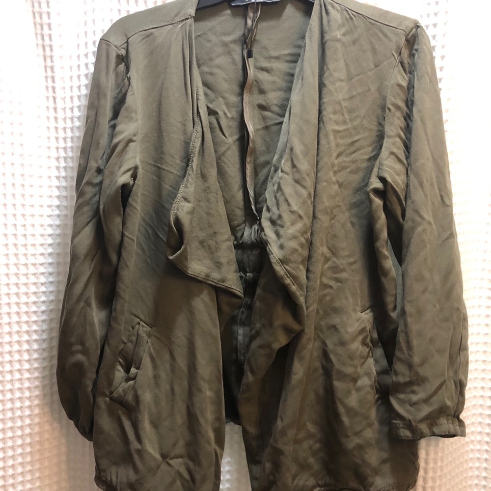 Olive Green Lightweight Jacket with tie, XL